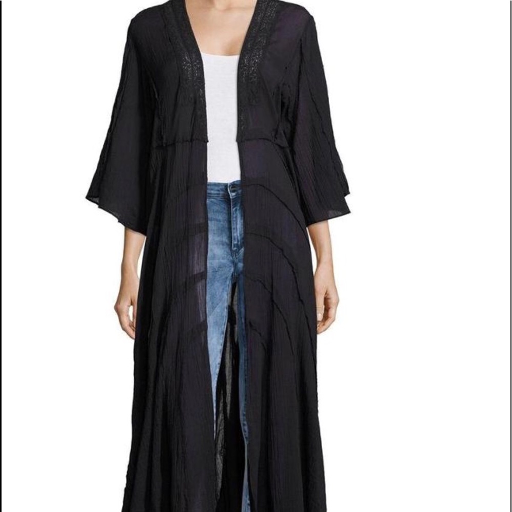 FREE PEOPLE BLACK Long Black Duster
